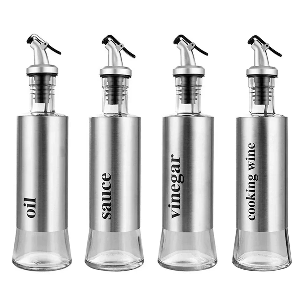 Stainless Steel Oil & Vinegar Dispenser Bottle — No-Drip Sauce Pourer