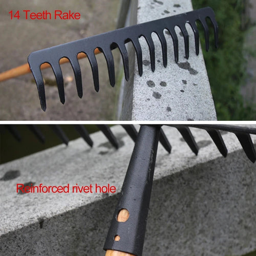 14-Tooth High Carbon Steel Garden Rake Head (No Handle)