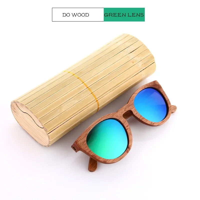 Bamboo Wood Polarized Sunglasses – UV400 Retro Pilot Style