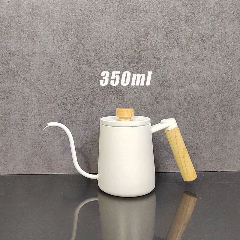 Gooseneck Pour-Over Coffee Kettle | 304 Stainless Steel | 350ml & 600ml | Wooden Handle
