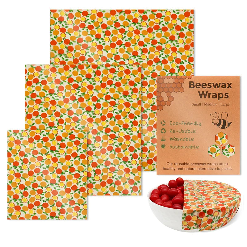 Reusable Beeswax Food Wraps | 9-Piece Set | 3 Sizes | Cotton, Beeswax, Resin & Jojoba Oil
