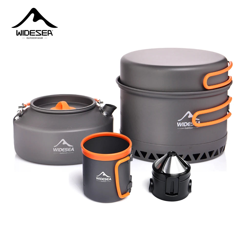Widesea 4-in-1 Camping Cookware Set | Hard Anodised Aluminium | 1.5L Pot, Kettle, Mug & Coffee Dripper