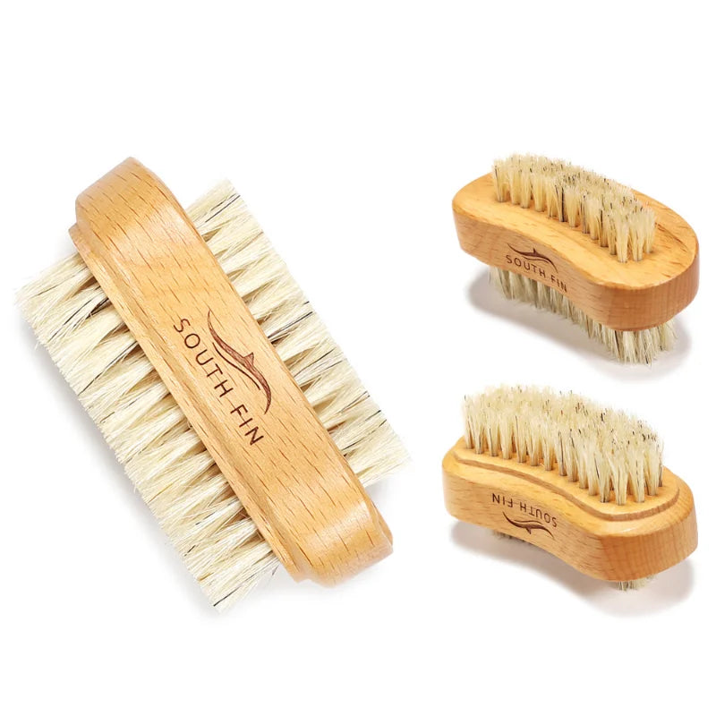 Double-Sided Nail Cleaning Brush – Natural Bristles & Wooden Handle