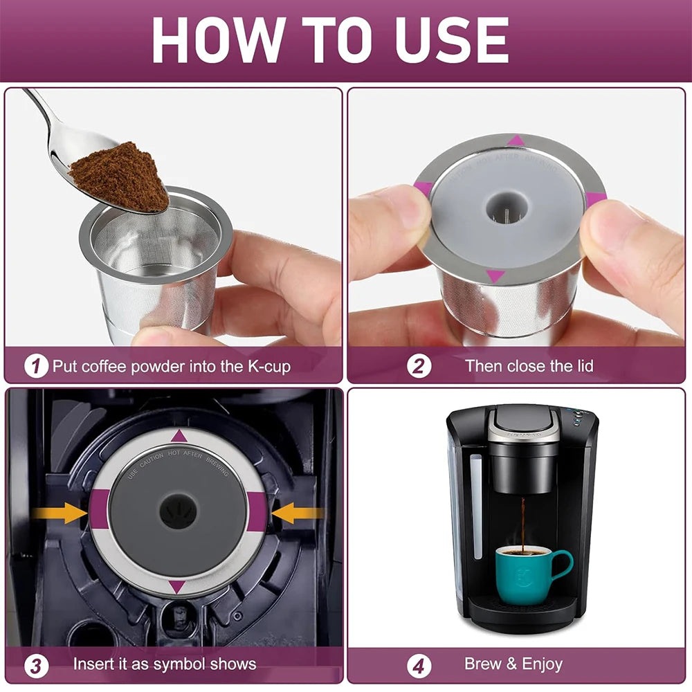 Reusable Stainless Steel K-Cup Coffee Pods — Universal Fit for Keurig K 1.0 & 2.0