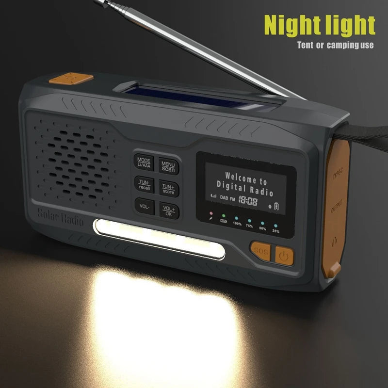 DAB/FM Emergency Radio with Solar, Hand-Crank & Bluetooth | SODIAL WR-6B