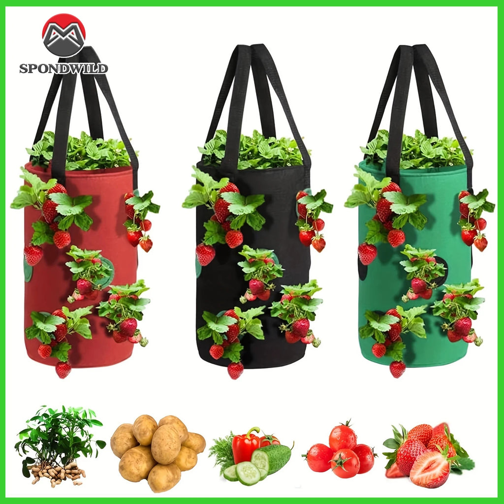 12-Pocket Vertical Hanging Grow Bag — Non-Woven Felt Planter