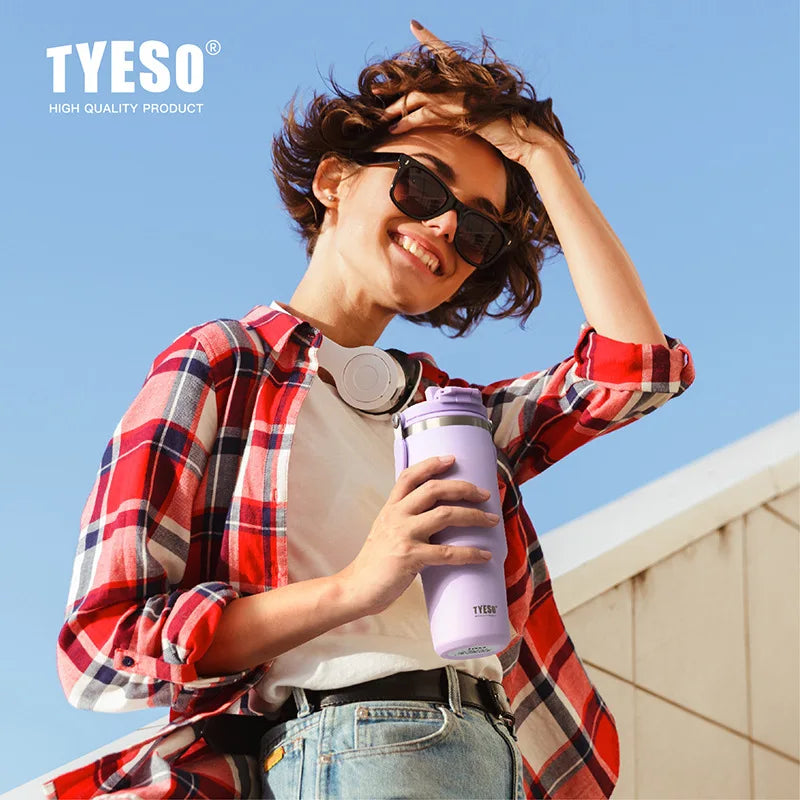 TYESO Insulated Tumbler with Straw & Handle – 600ml to 1200ml | Hot & Cold Flask