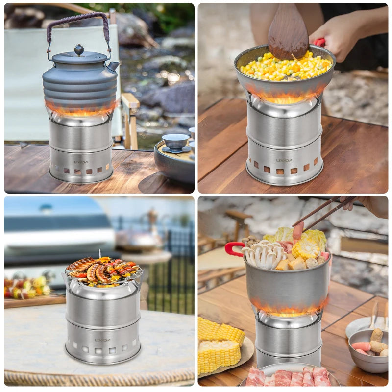 Lixada Portable Stainless Steel Wood Stove — Camping & Backpacking