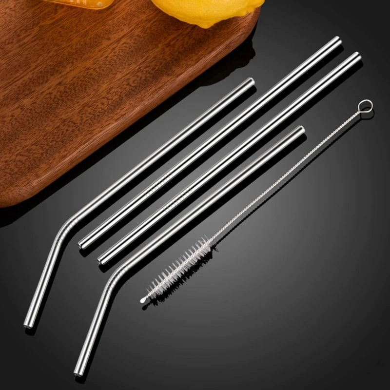 Reusable Stainless Steel Straw Set with Brush – 4 Straws