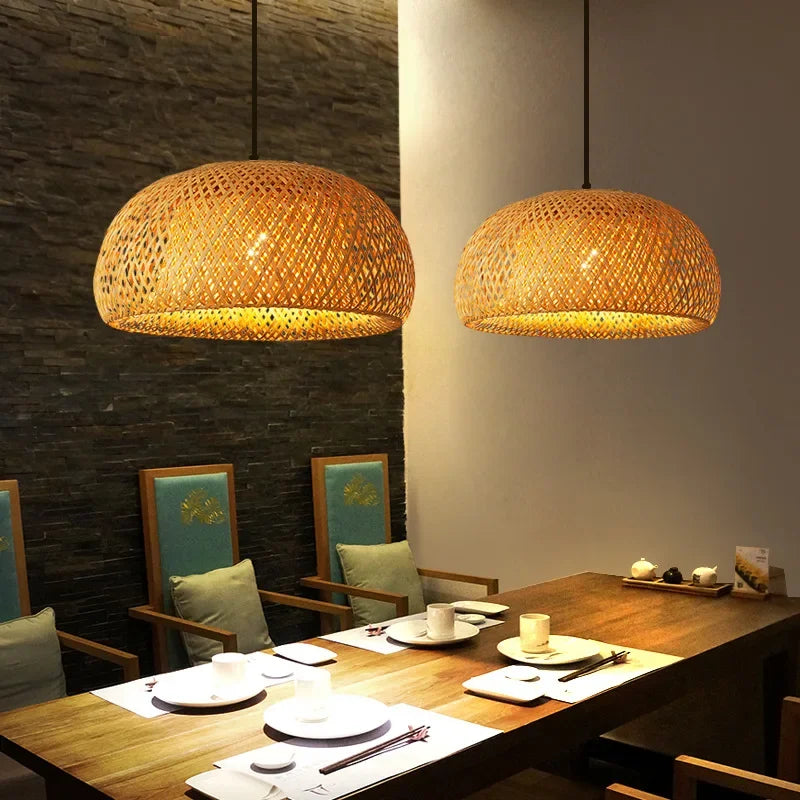 26cm Hand-Woven Bamboo Pendant Light | Warm or Cool White | ZODOLAMP