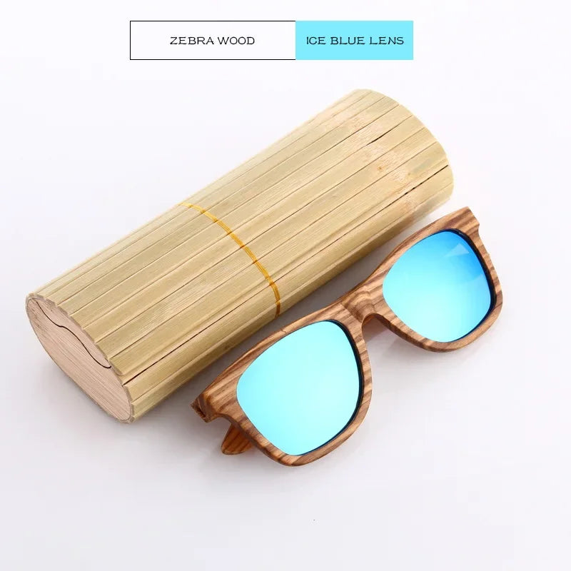 Bamboo Wood Polarized Sunglasses – UV400 Retro Pilot Style