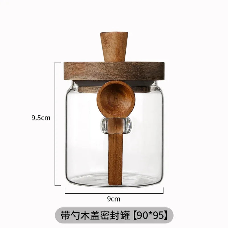 Glass Storage Jar with Acacia Wood Lid | Coffee Beans, Tea & Pantry Storage