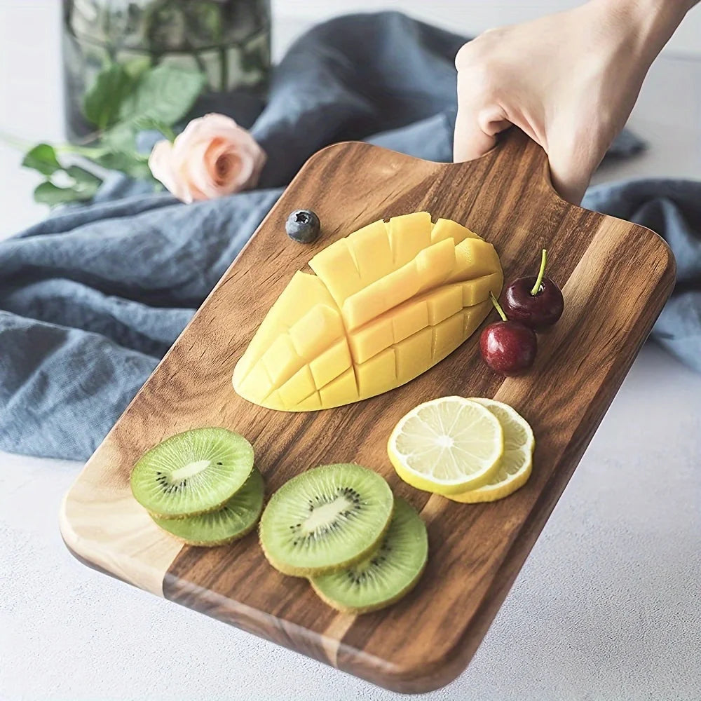 Acacia Wood Cutting Board with Handle | Ultra-Thick Dual-Sided | Chop & Serve