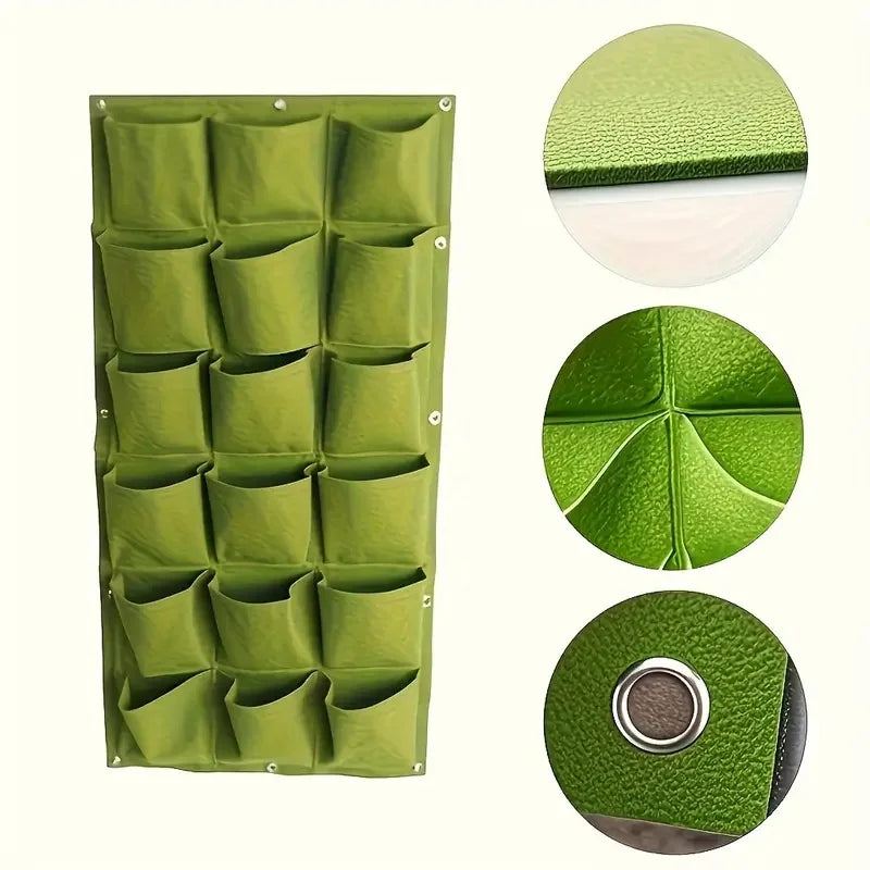18-Pocket Vertical Garden Planter Bag — Wall-Mounted, Indoor & Outdoor
