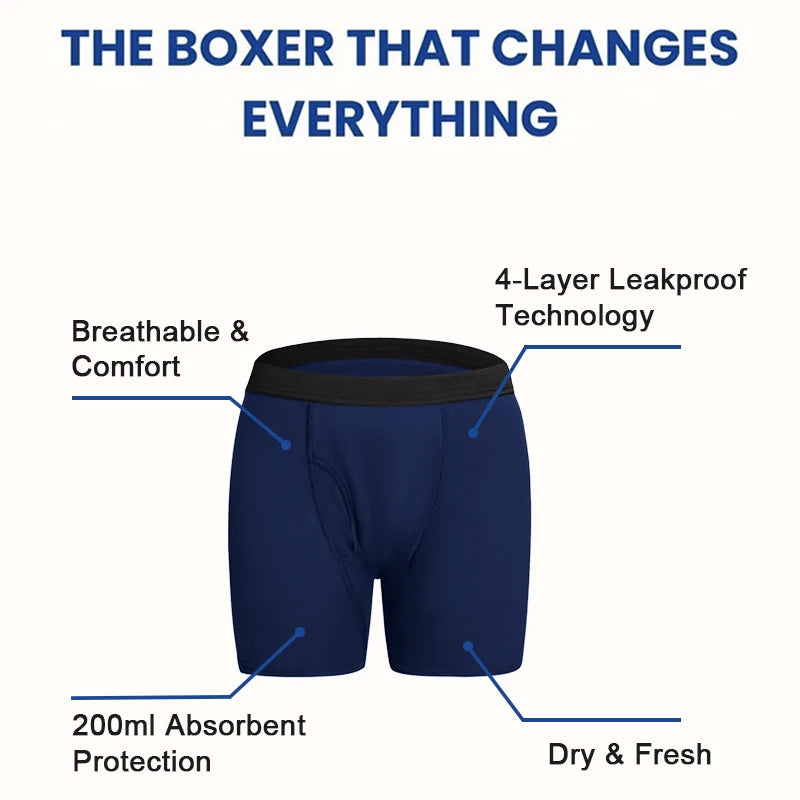Men's Absorbent Incontinence Boxer Briefs — Multi-Pack | Cotton & Elastane | S–4XL
