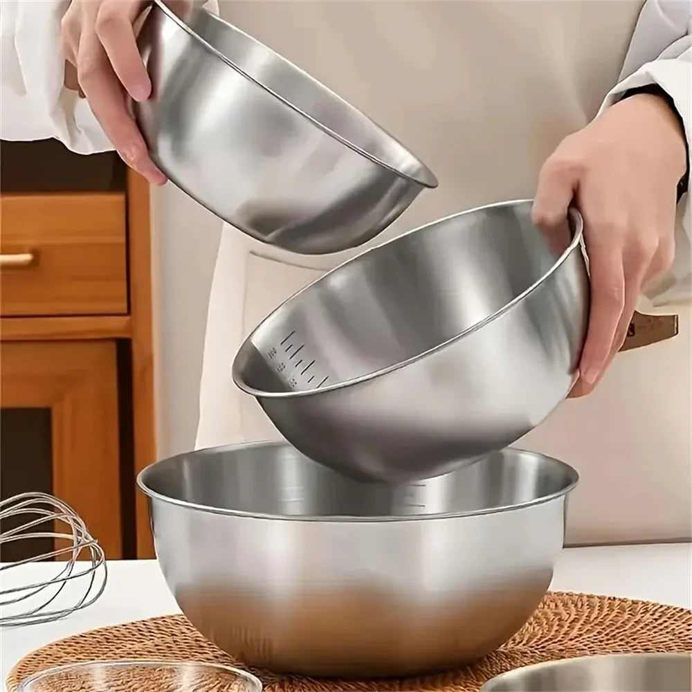 Stainless Steel Mixing Bowls, Single or 3-Size Set