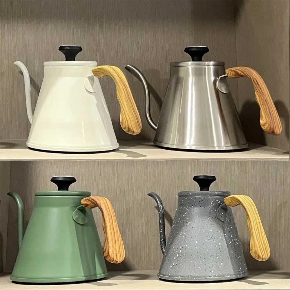 Stainless Steel Gooseneck Pour-Over Kettle with Built-In Thermometer – Hand Drip Coffee Pot