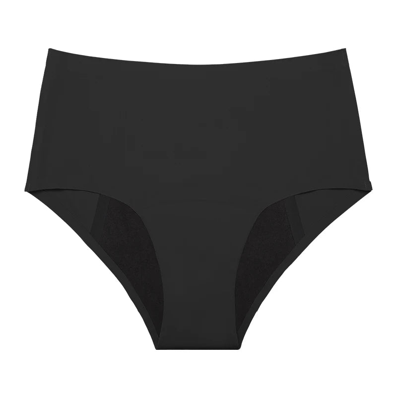 Seamless Mid-Rise Period Underwear – 4-Layer, Extended Gusset | Black & Brown, S–XXL