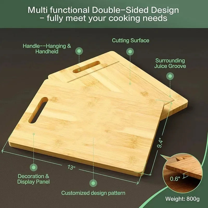 Double-Sided Bamboo Cutting Board – Thick, Eco-Friendly Kitchen Chopping Board | 2 Sizes