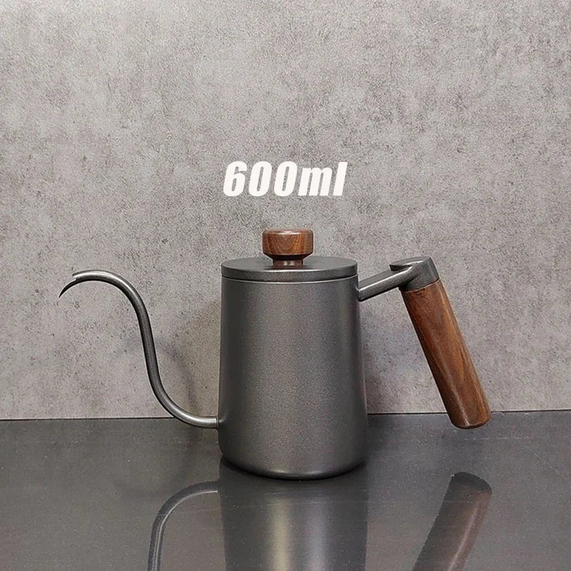 Gooseneck Pour-Over Coffee Kettle | 304 Stainless Steel | 350ml & 600ml | Wooden Handle