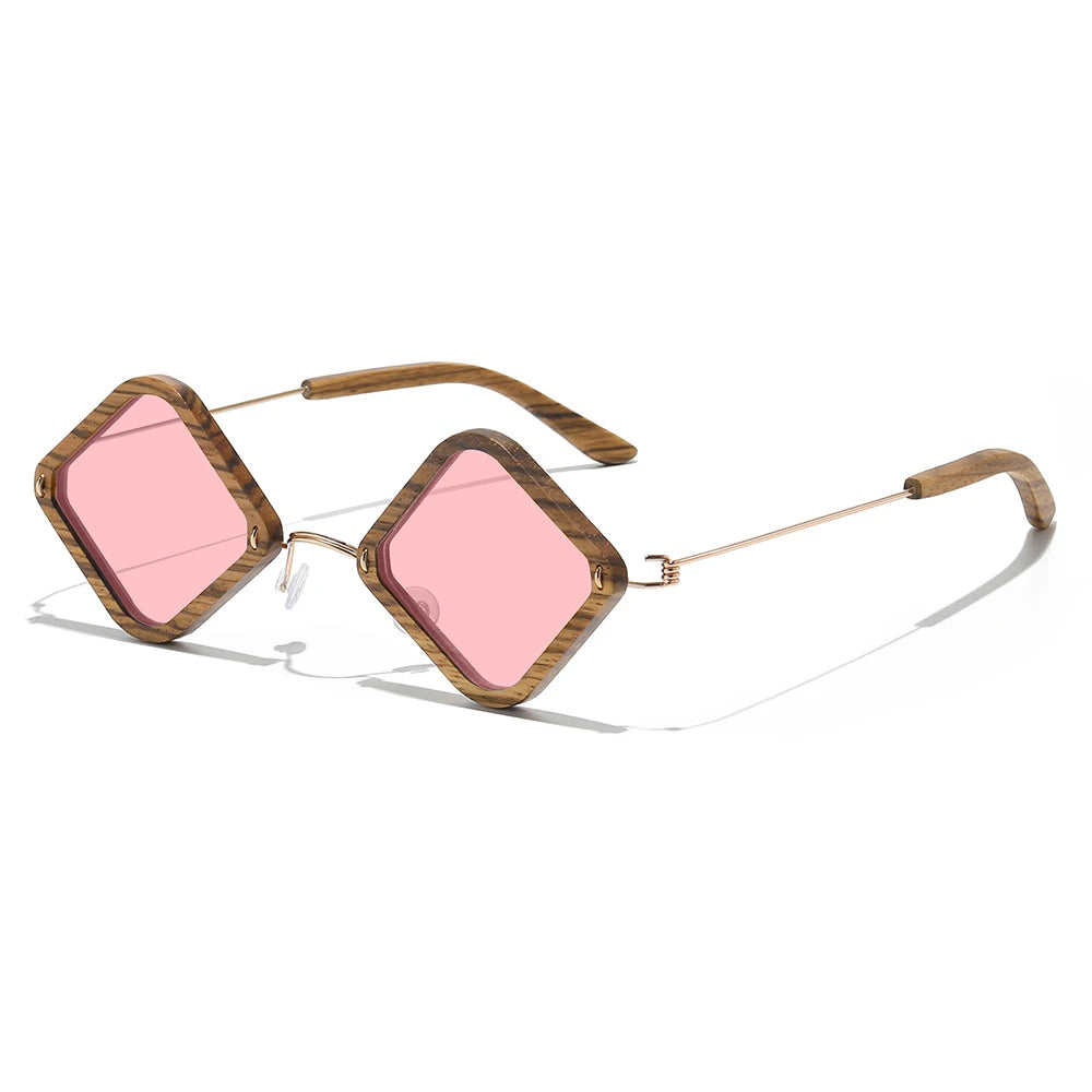 Zebra Wood Sunglasses – Polarized Mirror UV400 Lenses | Women's Rectangle Style