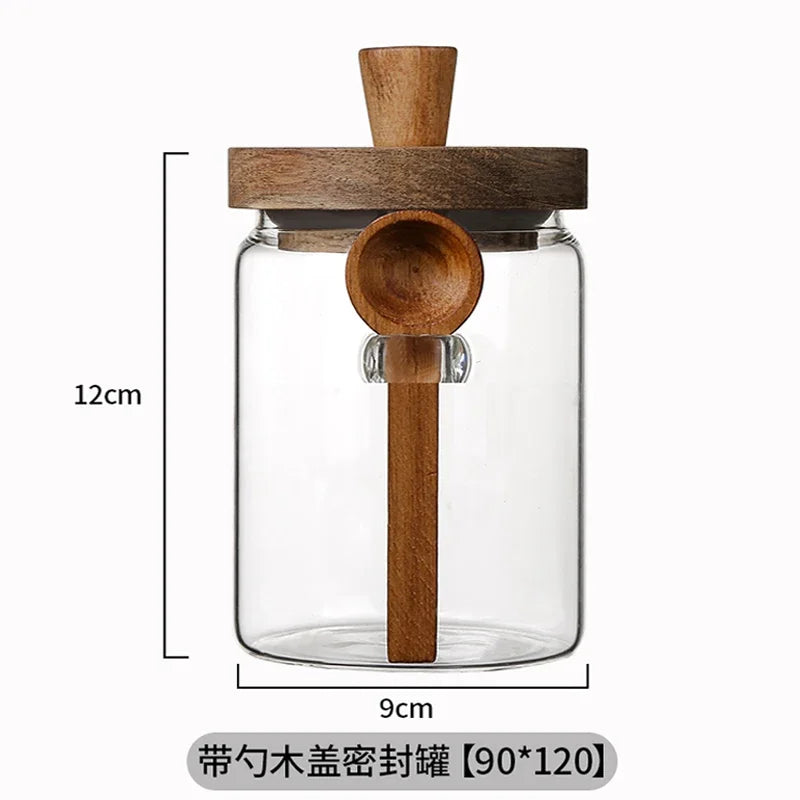 Glass Storage Jar with Acacia Wood Lid | Coffee Beans, Tea & Pantry Storage