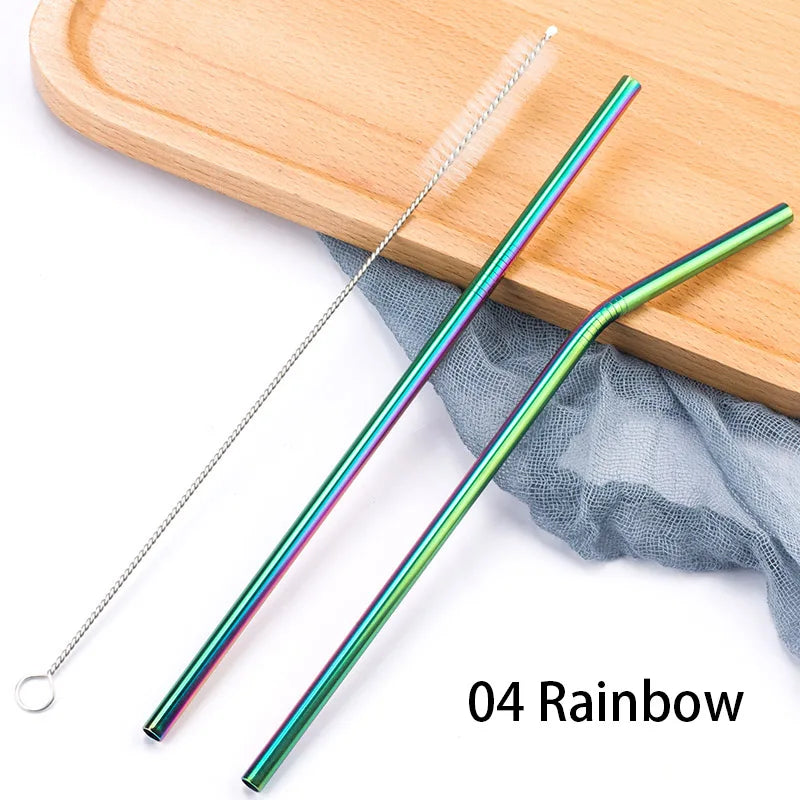 Reusable Stainless Steel Drinking Straws with Cleaning Brush