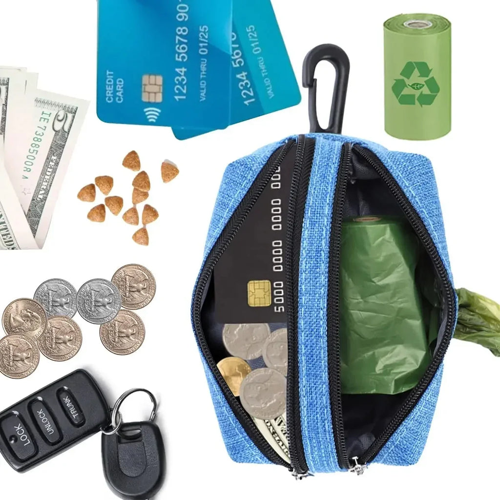 Dog Waste Bag Dispenser with Two Pockets