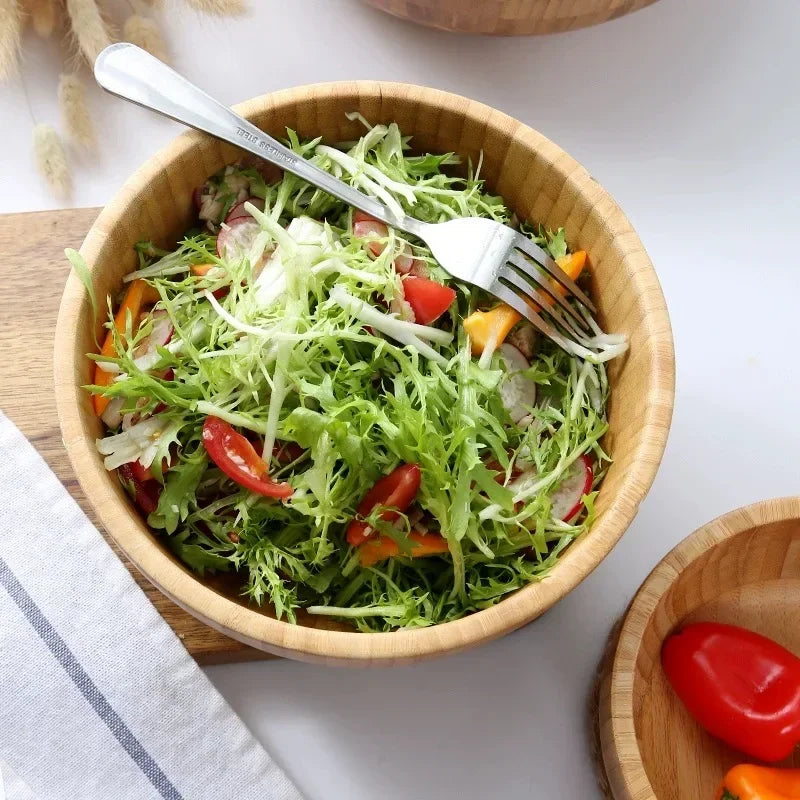 Natural Bamboo Mixing & Salad Bowl – No Paint, No Wax | 3 Sizes
