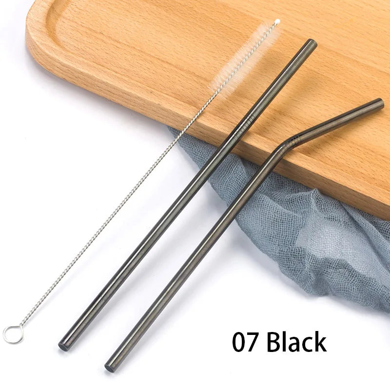 Reusable Stainless Steel Drinking Straws with Cleaning Brush