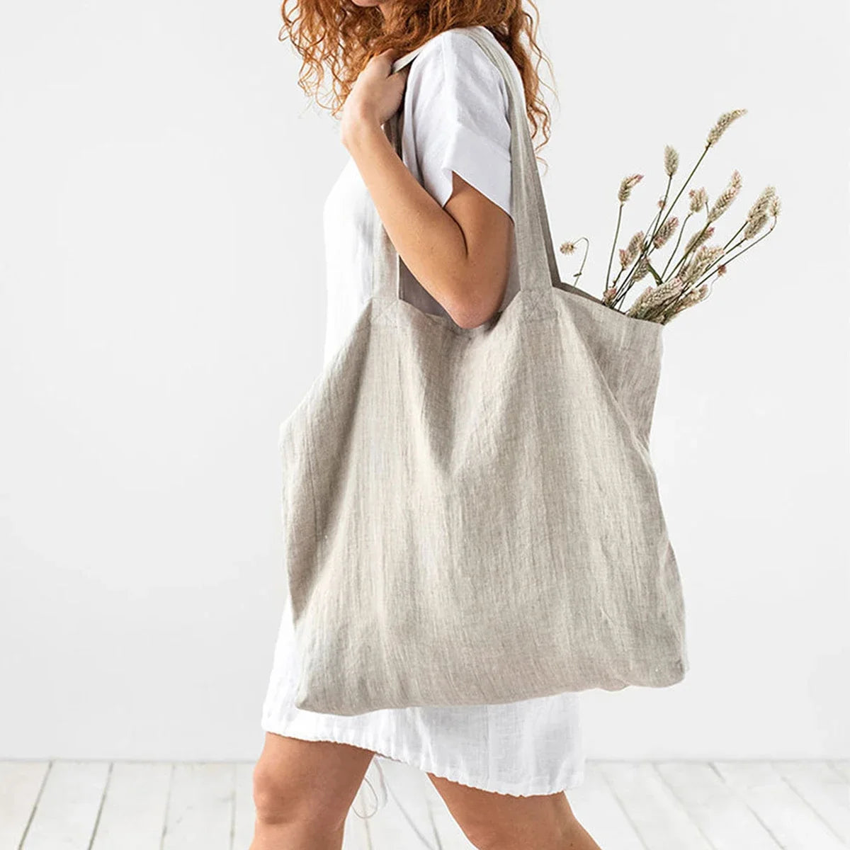 100% Linen Foldable Reusable Shopping Bag — Eco Tote in 2 Sizes