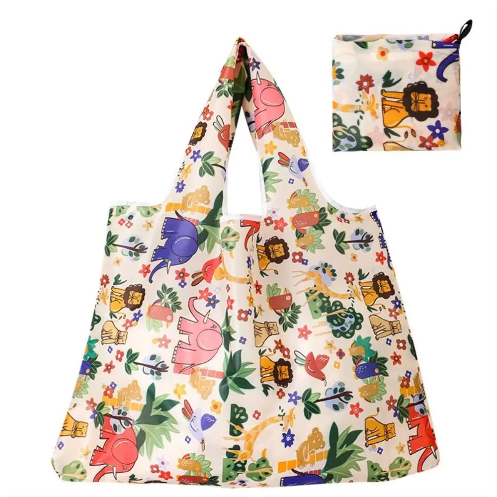 Foldable Polyester Shopping Bag - Large Capacity Washable Reusable Tote