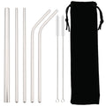 Snplowum Reusable Stainless Steel Straws – Straight & Bent | Rainbow & Silver | CE/EU LFGB SGS Certified
