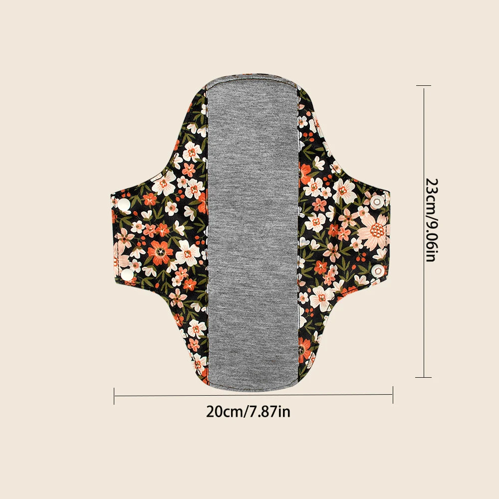 Reusable Cloth Menstrual Pads with Wet Bag – Light Flow / Day | 5-Pack, 20×23cm