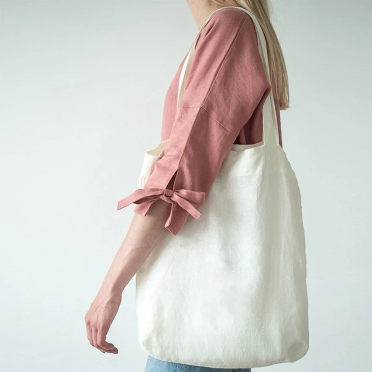 100% Linen Foldable Reusable Shopping Bag — Eco Tote in 2 Sizes