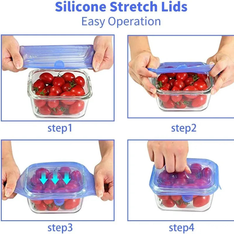 Silicone Stretch Lids - 6-Pack Reusable Food Storage Covers