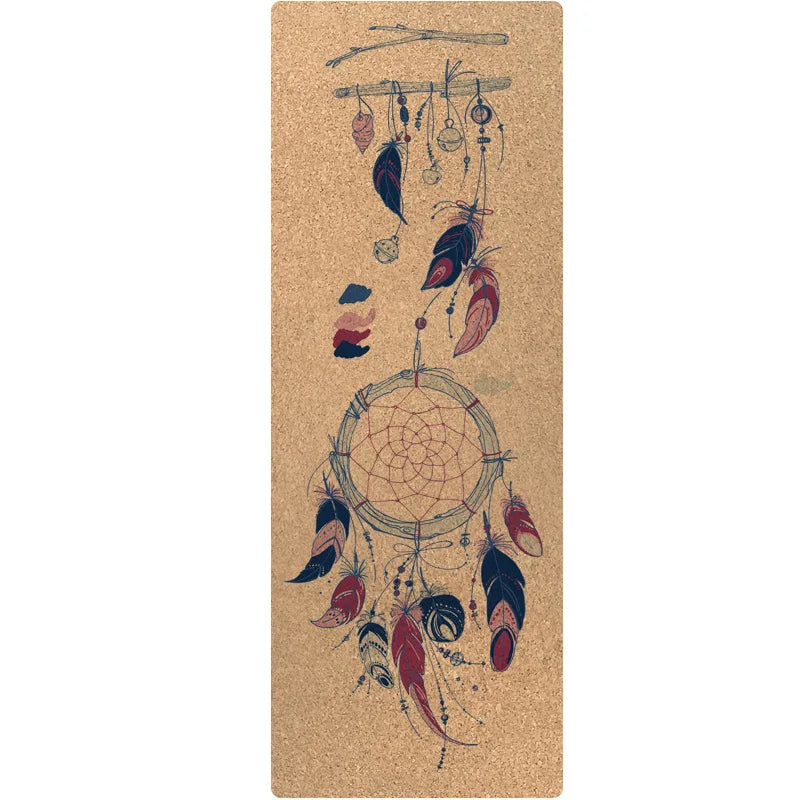 Foldable Cork and Rubber Yoga Mat, 183 × 61 cm