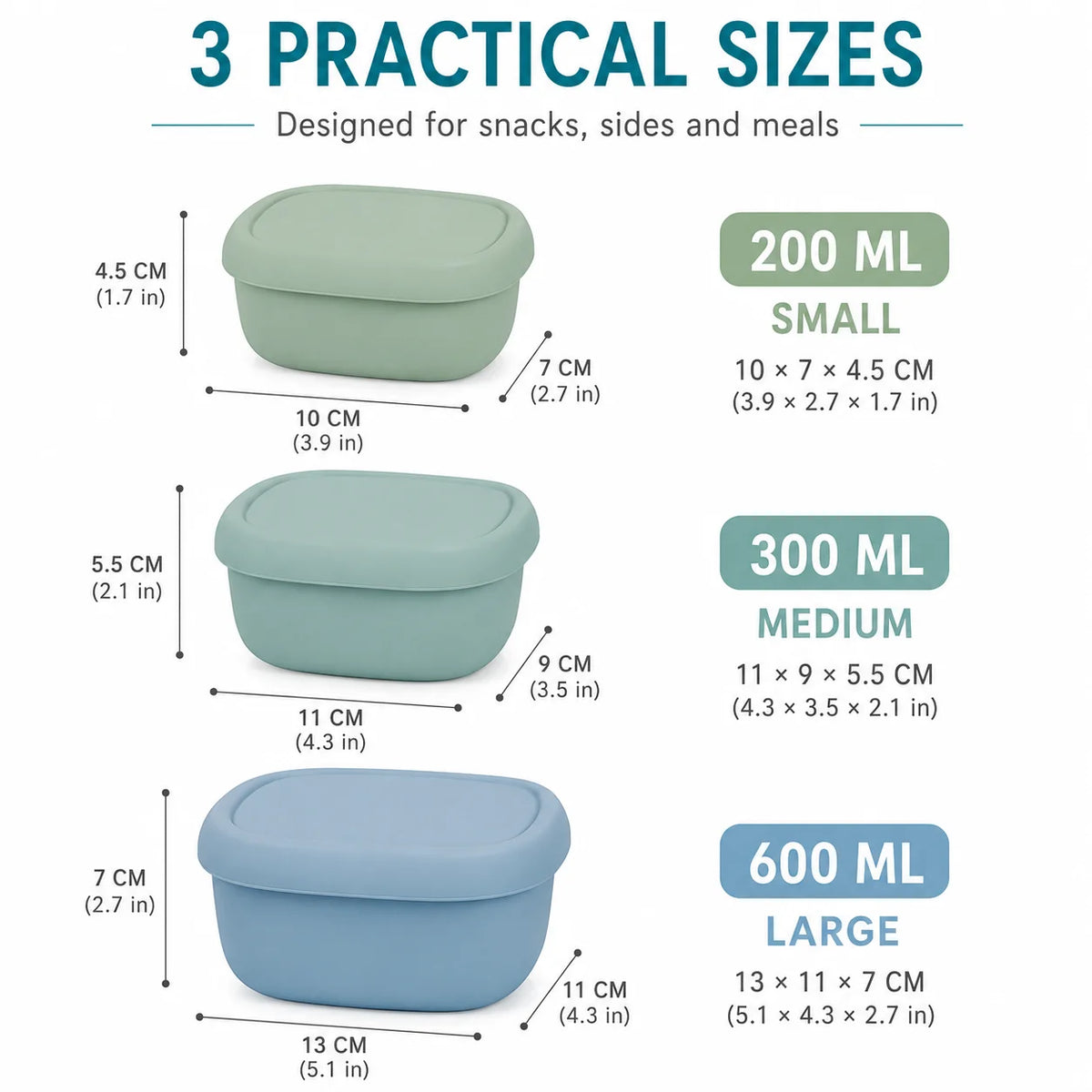Nesting Silicone Food Containers, Set of 3