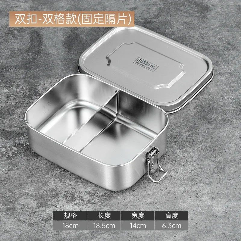 316 Stainless Steel Bento Lunch Box | Airtight & Leak-Proof | 2 or 3 Compartments