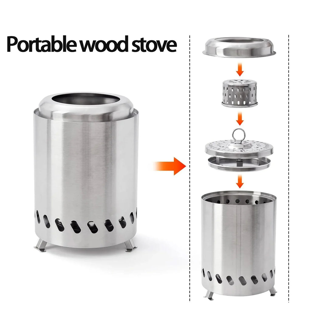DOTWISE Portable Stainless Steel Wood-Burning Camp Stove