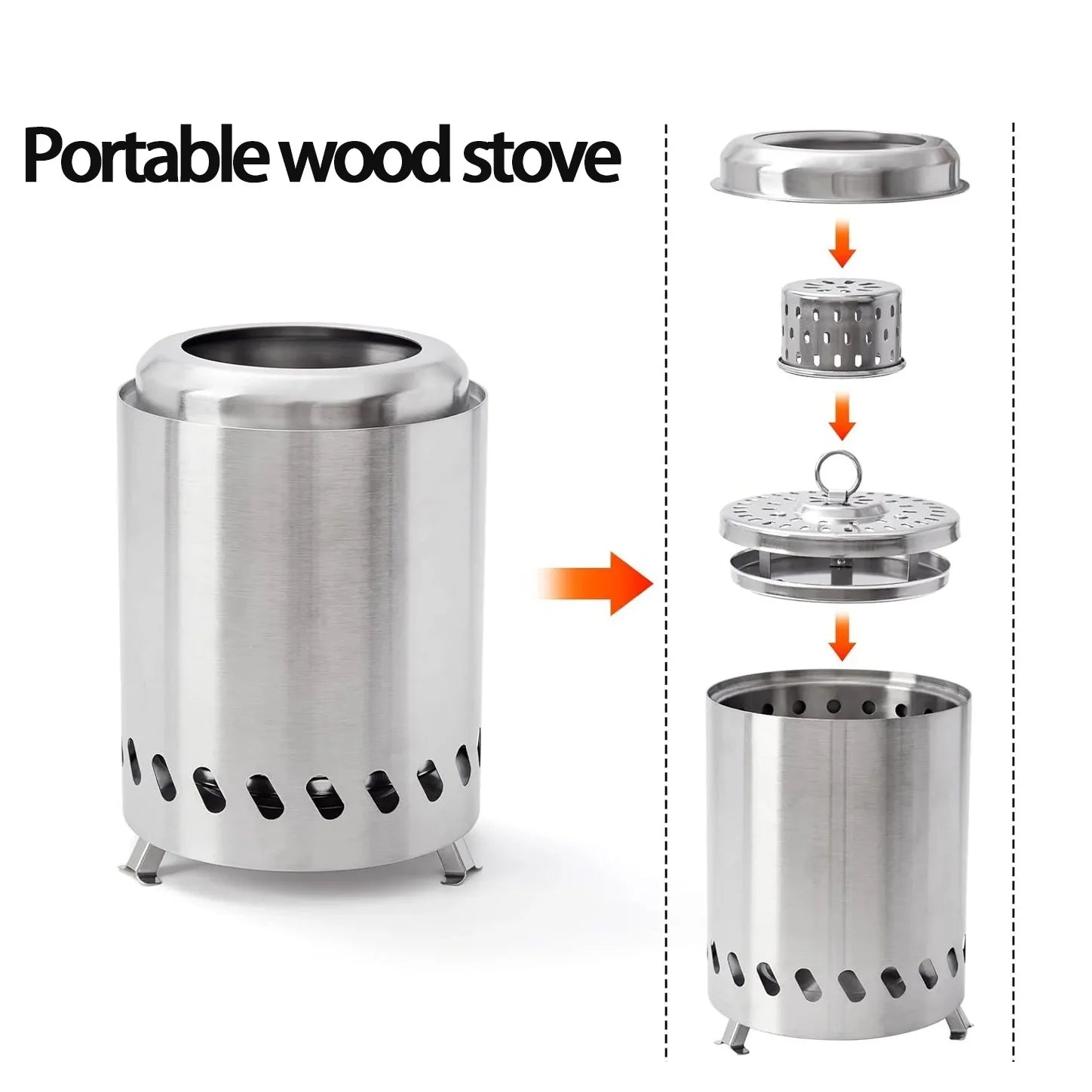 DOTWISE Portable Stainless Steel Wood-Burning Camp Stove