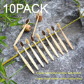 10-Pack Assorted Horse & Boar Bristle Bamboo Toothbrushes — Plastic-Free, Natural Bristle