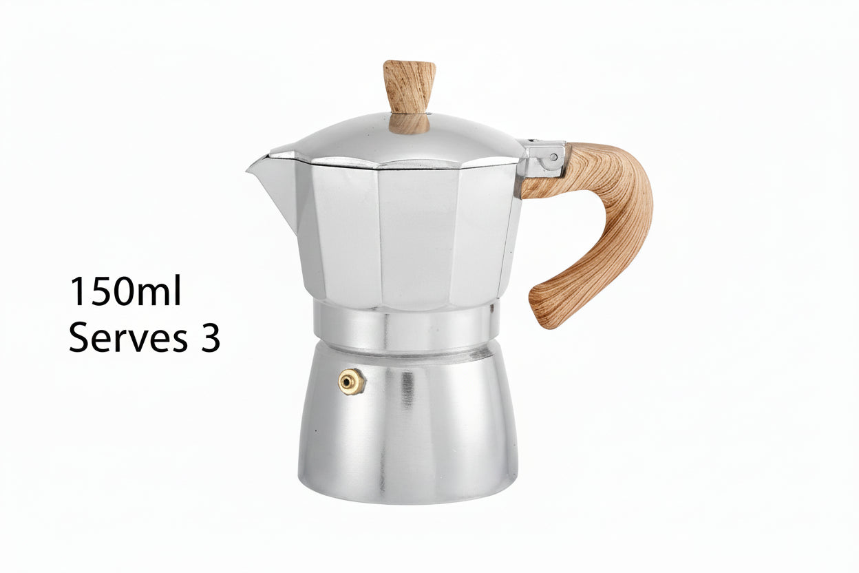 Xbees Moka Pot – Stovetop Espresso Maker | 150ml & 300ml | Wooden Handle