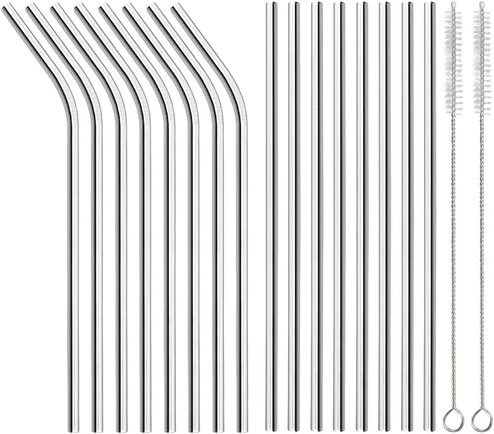 Reusable 304 Stainless Steel Drinking Straws – Straight & Curved | LFGB & BPA-Free | Single, 6-Pack & Set