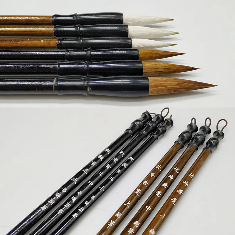 Chinese Calligraphy Brush Set of 3 | Bamboo Handle | Wool or Weasel Hair | CICILEVEI