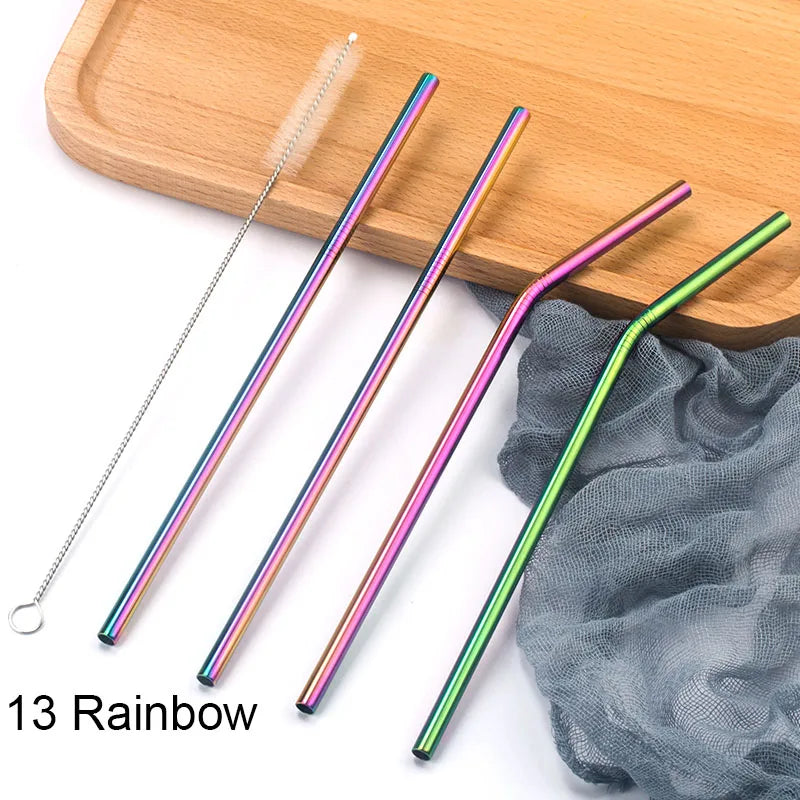 Reusable Stainless Steel Drinking Straws with Cleaning Brush