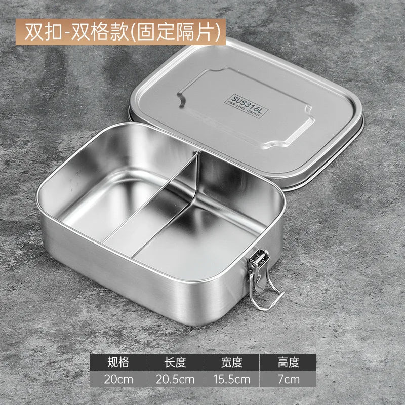 316 Stainless Steel Bento Lunch Box | Airtight & Leak-Proof | 2 or 3 Compartments