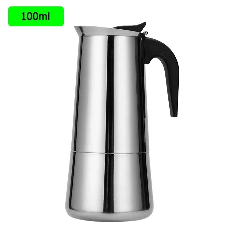 Stainless Steel Moka Pot | All-Hob Stovetop Espresso Maker | 2 Styles | 100ml–600ml
