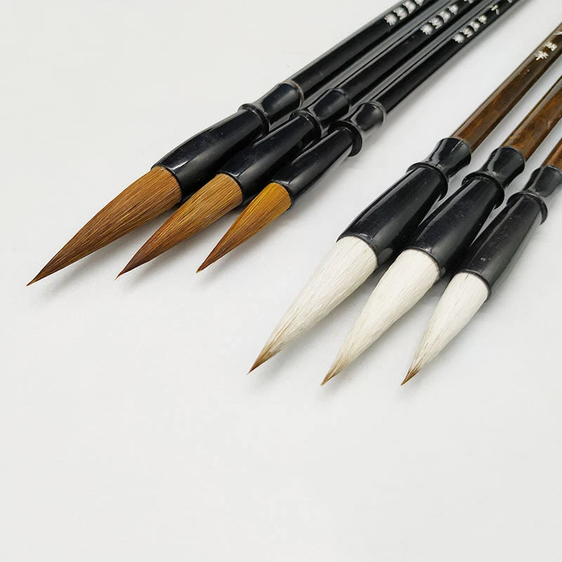 Chinese Calligraphy Brush Set of 3 | Bamboo Handle | Wool or Weasel Hair | CICILEVEI