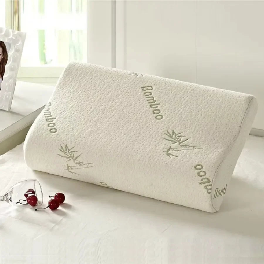Bamboo Fiber Memory Foam Orthopedic Pillow - Contoured Neck Support
